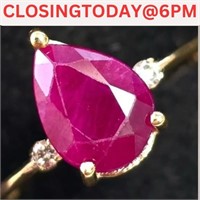 $2500 10K  1.6Ct Ruby(1ct) Diamond(0.01ct) Ring