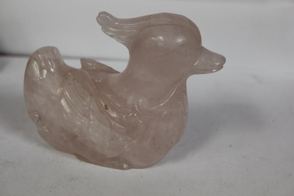 A Vintage Chinese Rose Quartz Duck