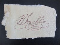 Ben Franklin Signed Cut Signature Historical Gem