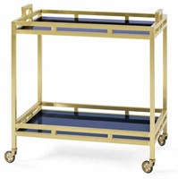 Spencer serving cart navy glass finish