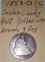 1853-0 Seated Liberty Half Dollar W/Arrows & Rays