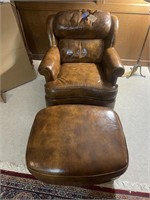 Brown Leather Chair w/Ottoman