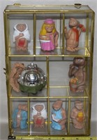 Small Curio full of Vintage E.T. Figurines