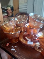 Lot of Carnival Glass Cups and Saucers