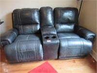 Charcoal Leather Twin Recliner/Loveseat, Wall-Hugg
