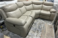 Beige Leather Style Power Reclining 5 Piece