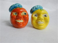 Vintage Smiling Fruit Face S&P Shakers