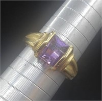 14k Yellow Gold Amethyst Ring Sz 9 Total Weight