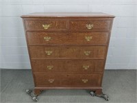 Large European Antique Oak 6 Drawer Chest