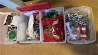 Christmas Decor in 4 Bins, Snowmen, Moose