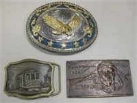3 Belt Buckles - Largest Is About 4.5" x 3.5" Oval