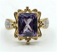Sterling Emerald Cut Purple Blue Gemstone &