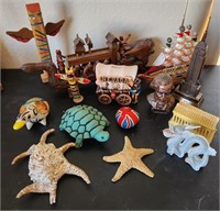 W - MIXED LOT OF SHELLS, FIGURINES & COLLECTIBLES