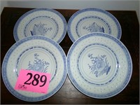 4 BLUE AND WHITE PLATES