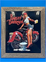 Framed 12x15” Harley Bike Wash Babe Sign