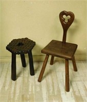 Trefoil Accented Chair and Stool.