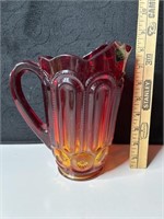 LE Smith Amberina Glass Pitcher Moon & Stars