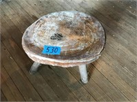 Vintage Log Stool Signed S.G. 1975