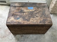 Antique Wooden Wallpapered Lidded Crate