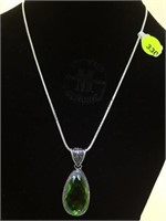 STERLING NECKLACE W/50CT FACETED PERIDOT,20"