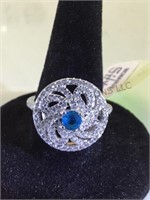 STERLING RING W/ 1CT (T.W.) BLUE & WHITE TOPAZ