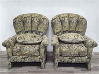 Pair of upholstered fan-back occasional chairs