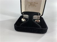 Pair of vintage sterling silver heart shaped earri