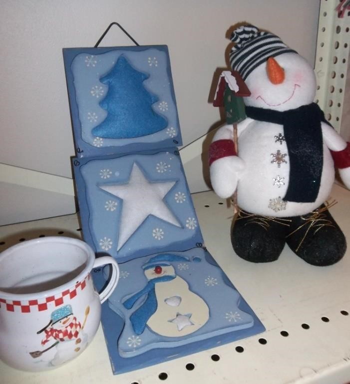 Snowman Decor & Metal Cup