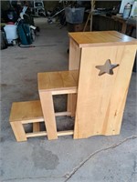 Hardwood folding step stool