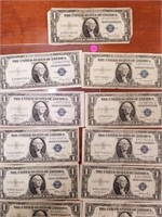 25 SILVER CERTIFICATE DOLLARS ASSORTED DATES