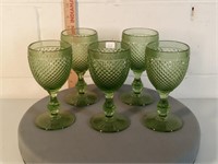 6 Westmorland green English Hobnail 6.5" goblets
