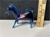Vintage Cobalt Blue Viking Glass Horse