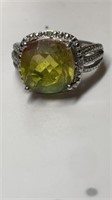 Rainbow stone ring marked 925, size 6.5