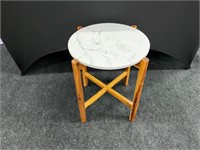Wood & "Marble" End Table/Side Table/Night Stand