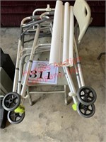 Medical shower stool and two walkers