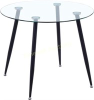 Round Glass Dining Table  4 People (Metal Legs)