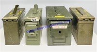 Lot of (4) Metal Ammunition Boxes