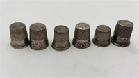 (6) sterling silver thimbles (23g)