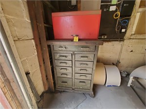 Toolbox and Metal Rolling Parts Cart