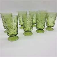 Set of 8 Vintage Green Stem Tumblers