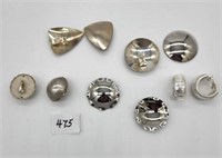 Five Pair Silvertone Clip Earrings
