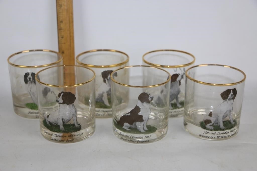 Set of 6 National Dog Champion Glasses 1960's