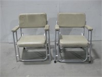 Two 24"x 15.5"x 30" Vtg Folding Chairs See Info