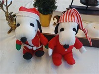 Vintage lot of two Santa Snoopy stuffed animals
