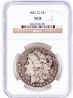 Coin 1881-CC Morgan Silver Dollar  NGC VG8