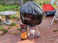 Weber charcoal grill, cover, lighter fluid,