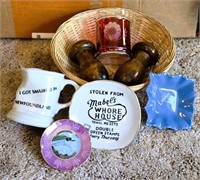 Basket Full Of Novelty Plates/Mugs/Kitchenware