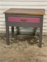 PRIMITIVE PAINTED SIDE TABLE WITH DRAWER