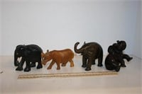 Wooden Elephants  3 & A Rhino