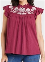 NEW Knox Rose Women's Short Sleeve Embroidered